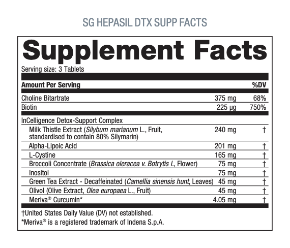 USANA Singapore Hepasil DTX Supplement Facts